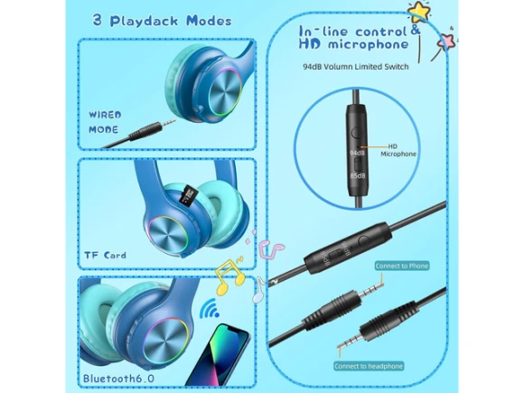 Blue Headphones — Wireless Earbuds, Suppower
