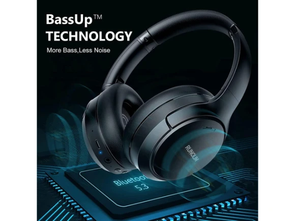 Hybrid Active Noise Cancelling Wireless Bluetooth Over-Ear Headphones — Wireless Earbuds, RUNOLIM