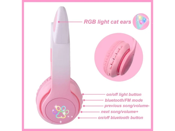 Pink Kids Headphones — Wireless Earbuds, Suppower