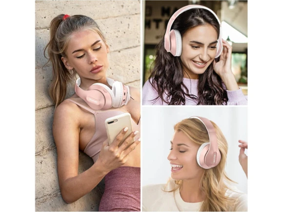Wireless Over-Ear Bluetooth Headphones, Rose Gold — Wireless Earbuds, Suppower