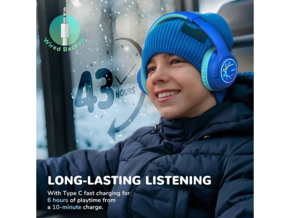 Blue Bluetooth Headphones — Wireless Earbuds, iClever