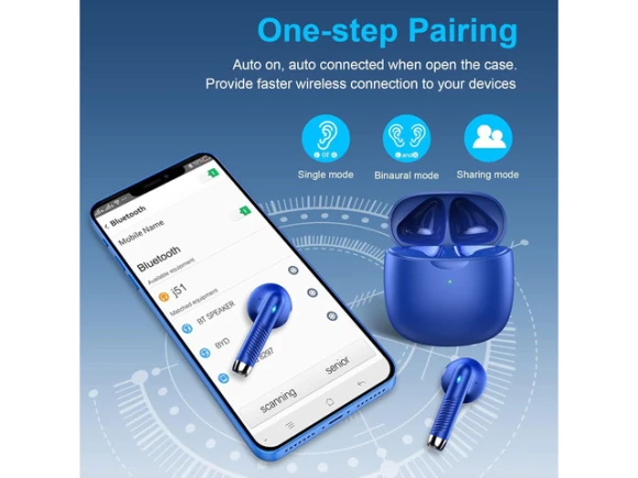 Blue Wireless Earbuds — Wireless Earbuds, Suppower