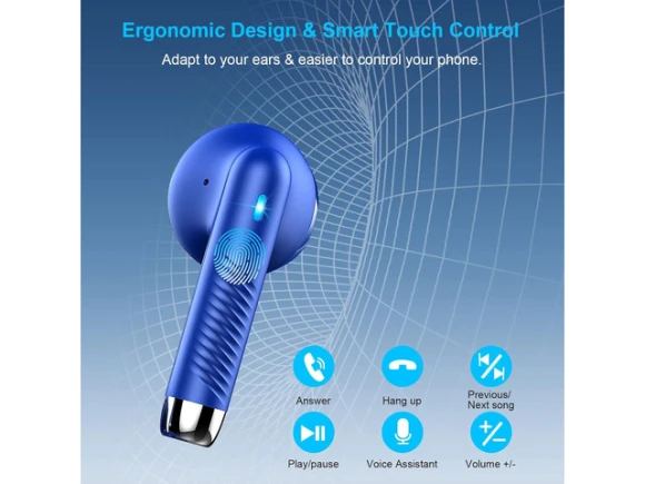 Blue Wireless Earbuds — Wireless Earbuds, Suppower