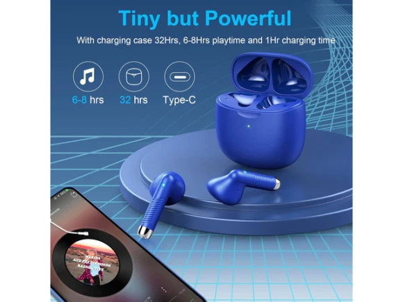 Blue Wireless Earbuds — Wireless Earbuds, Suppower