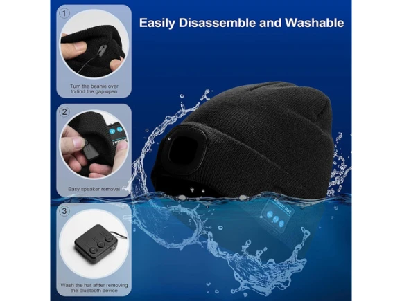 Bluetooth Beanie Hat with Built-in Headphones — Wireless Earbuds, Suppower