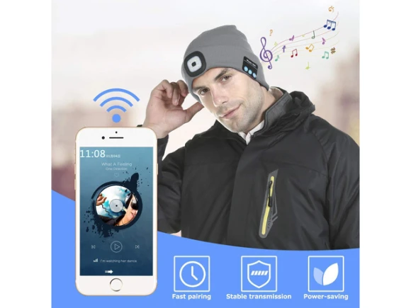 Bluetooth Beanie Hat with Built-in Headphones — Wireless Earbuds, Suppower