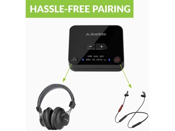 Dual Wireless Headphones and Earbuds Set with Bluetooth Transmitter — Wireless Earbuds, Avantree