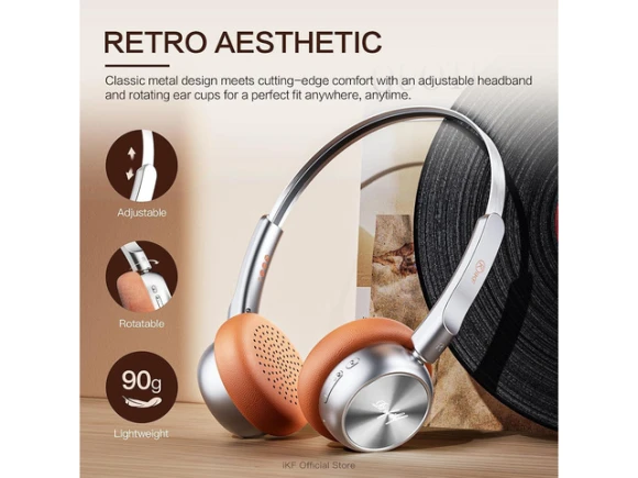 Wireless Bluetooth Headphones, Brown — Wireless Earbuds, iKF