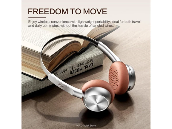 Wireless Bluetooth Headphones, Brown — Wireless Earbuds, iKF