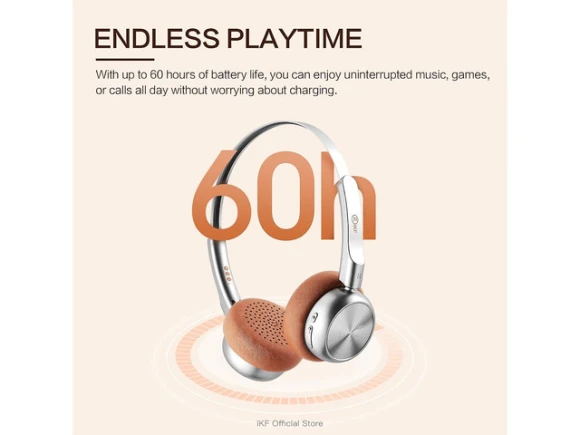 Wireless Bluetooth Headphones, Brown — Wireless Earbuds, iKF