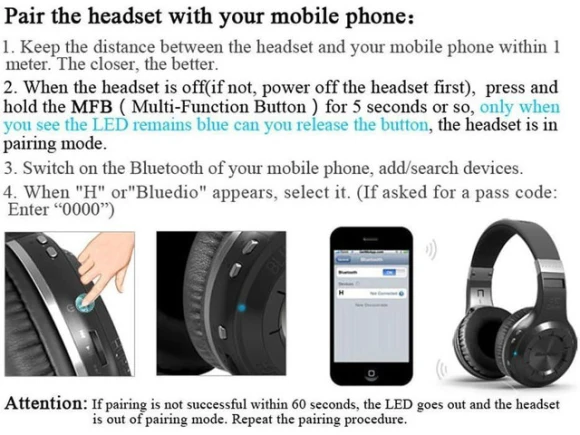 Wireless Bluetooth Headphones — Wireless Earbuds, Bluedio