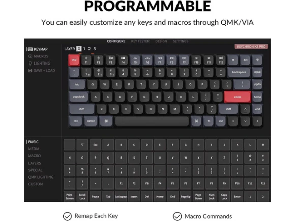 Wireless Custom Mechanical Keyboard, 75% Layout — Bluetooth Keyboard, Keychron
