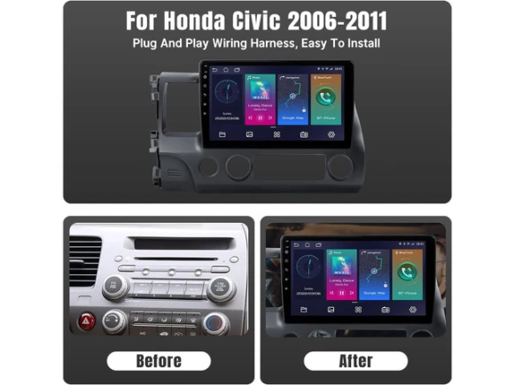10.1-Inch Touch Screen Car Stereo for Honda Civic, 2006–2011 — Car Infotainment System, Leadfan