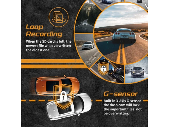 3-Channel Dash Cam — Dash Cam, IIWEY