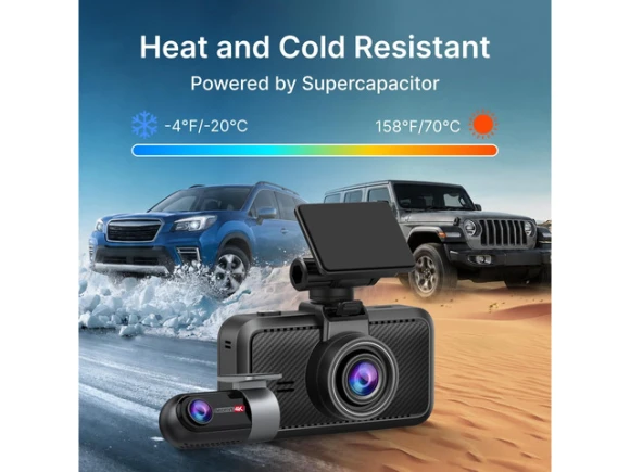 4K Front and Rear Dash Camera with 64GB SD Card — Dash Cam, Xelite