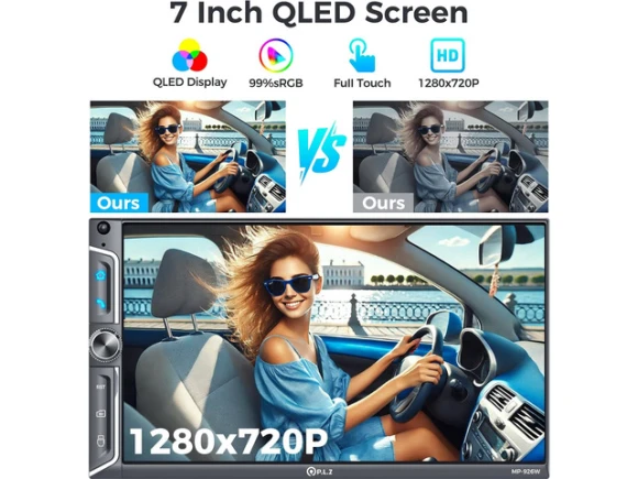7-inch QLED Car Stereo with Wireless Apple CarPlay and Android Auto — Car Infotainment System, PLZ