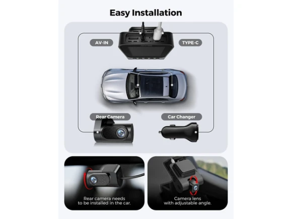 Front and Rear 2-Channel Dash Camera, 4K+1080P FHD — Dash Cam, Xelite