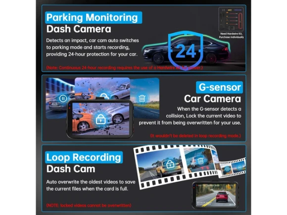 Front and Rear Dash Camera with 64GB Card — Dash Cam, Xelite