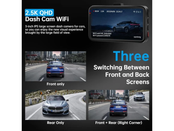 Front and Rear Dash Camera with 64GB Card — Dash Cam, Xelite