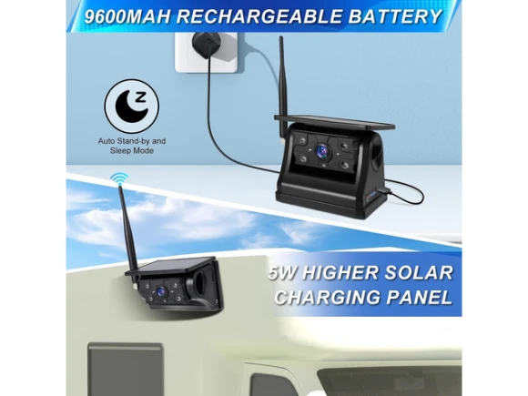 Solar Wireless Backup Camera Monitor System Kit — Backup Camera, DALLUX