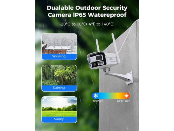 Dual-Lens Surveillance Camera, 4MP — Security Camera, Hiseeu