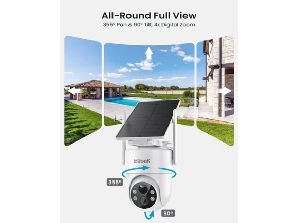Wireless Outdoor Security Camera with Removable Solar Panel — Security Camera, iegeek