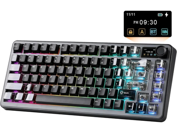 75% Layout Black Wireless Mechanical Keyboard — Bluetooth Keyboard, YUNZII