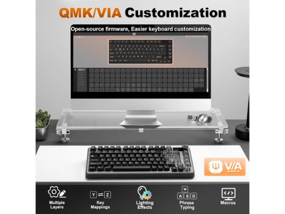 75% Layout Black Wireless Mechanical Keyboard — Bluetooth Keyboard, YUNZII