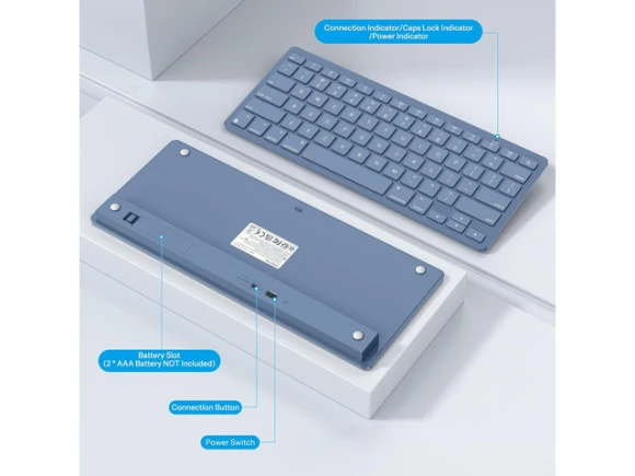 Blue Wireless Keyboard for MacBook Pro, MacBook Air, and iMac — Bluetooth Keyboard, OMOTON