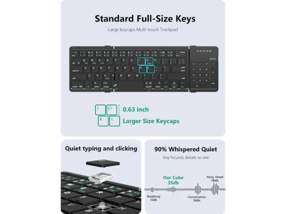 Foldable Bluetooth Keyboard with Touchpad and Number Pad — Bluetooth Keyboard, NILLKIN
