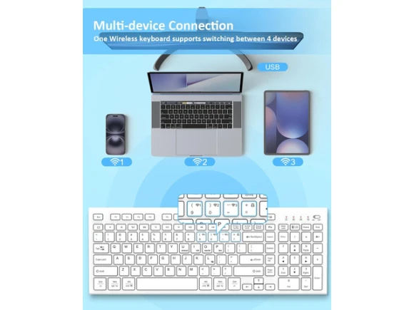 Wireless keyboard, White — Bluetooth Keyboard, FENIFOX