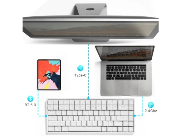 75% Mechanical Keyboard, 84 Keys, Blue Backlit — Bluetooth Keyboard, Royal Kludge