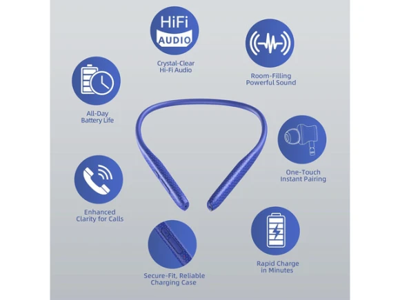 Bluetooth Neckband Earbuds, Blue, 3-Pack — Wireless Earbuds, Trisvision