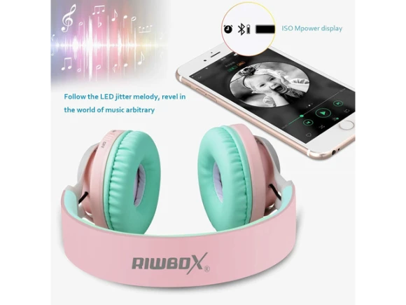 Foldable Bluetooth Headphones with Microphone and Volume Control — Wireless Earbuds, Riwbox