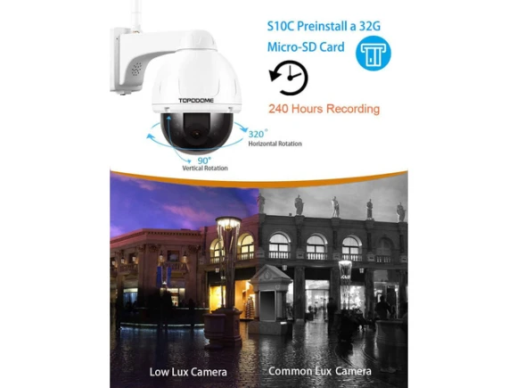 Outdoor WiFi PTZ Surveillance Camera with 32G SD Card — Security Camera, Trisvision