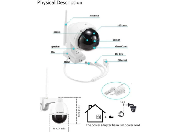 Outdoor WiFi PTZ Surveillance Camera with 32G SD Card — Security Camera, Trisvision