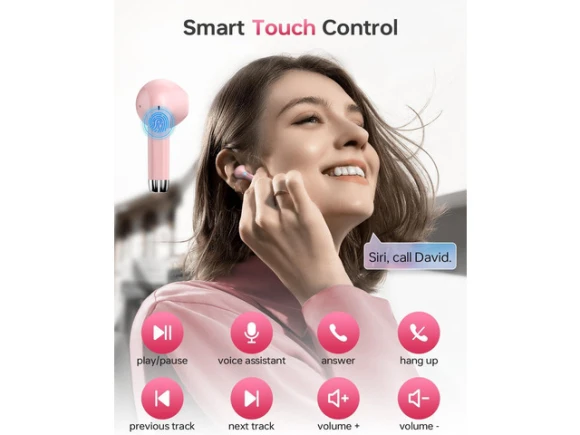 Pink Wireless Earbuds — Wireless Earbuds, Trisvision