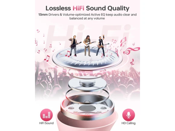 Pink Wireless Earbuds — Wireless Earbuds, Trisvision