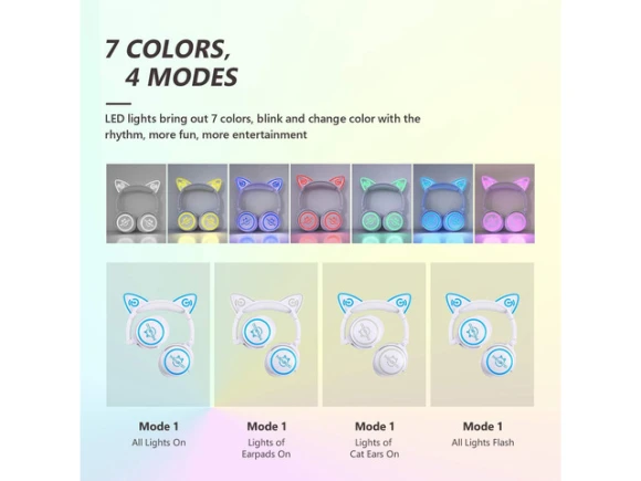 Wired and Wireless Cat-Ear Headphones — Wireless Earbuds, Trisvision
