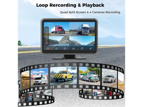 4-Channel Backup Camera Dash Cam System with 10-Inch Touch Screen — Dash Cam, Trisvision