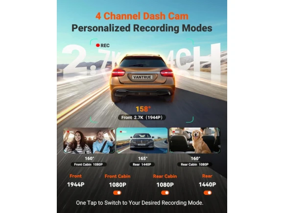 4-Channel Dash Cam with 360-Degree Coverage — Dash Cam, VANTRUE