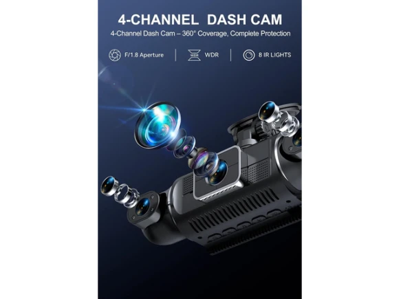 4-Channel Dash Camera with 2K Front and 1080P Side and Rear Cameras — Dash Cam, Trisvision