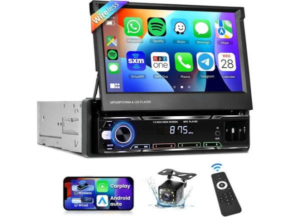 7-Inch Flip-Out Touchscreen Car Stereo — Car Infotainment System, Podofo