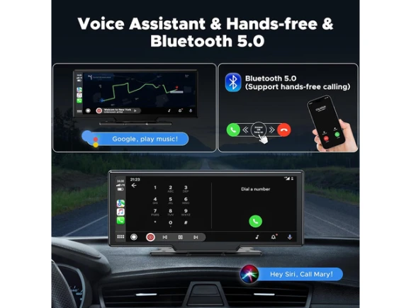 9.26-inch Portable Touchscreen Car Stereo Receiver with GPS Navigation — Car Infotainment System, LAMTTO