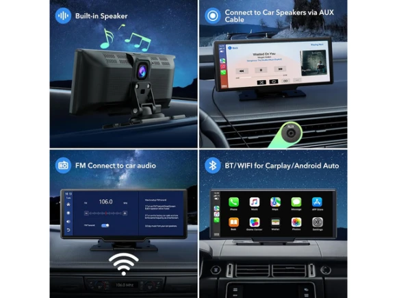 9.26-inch Portable Touchscreen Car Stereo Receiver with GPS Navigation — Car Infotainment System, LAMTTO