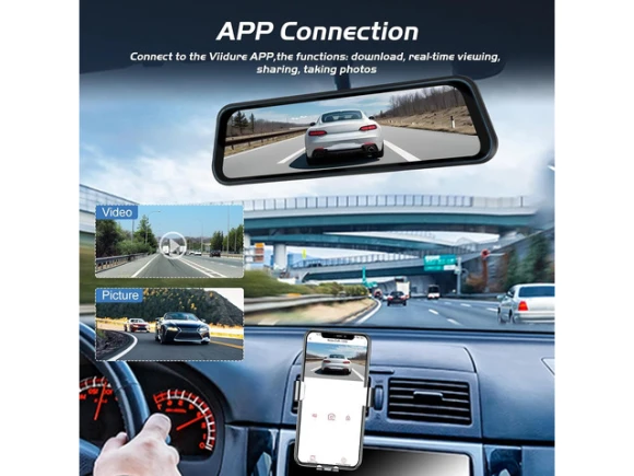 9.66-inch Rear-View Mirror Dash Camera with 64GB Card — Dash Cam, Trisvision