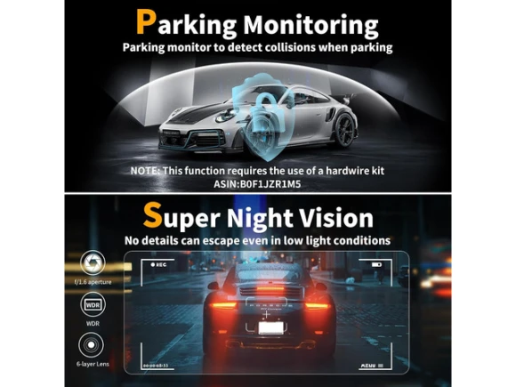 Dual-Channel Dash Camera with Front and Rear Recording — Dash Cam, Trisvision