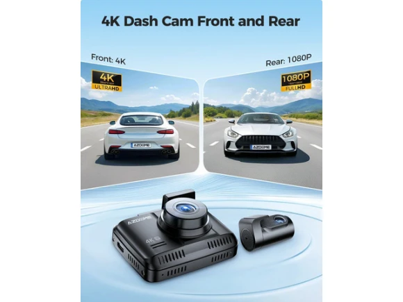 Front and Rear Dash Camera with 64GB Card — Dash Cam, AZDOME