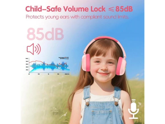 Kids Foldable Bluetooth Headphones with Microphone — Wireless Earbuds, LOBKIN