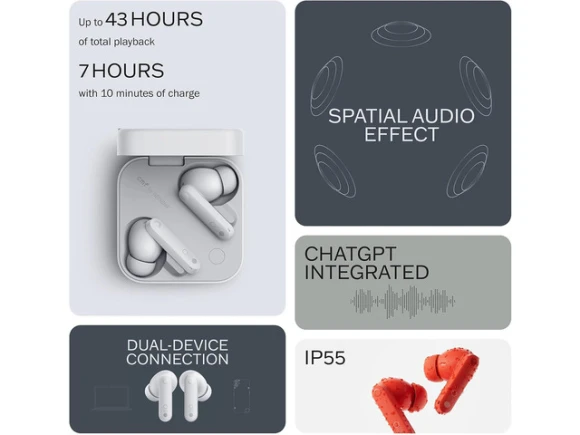 Wireless Earbuds, Light Grey — Wireless Earbuds, CMF